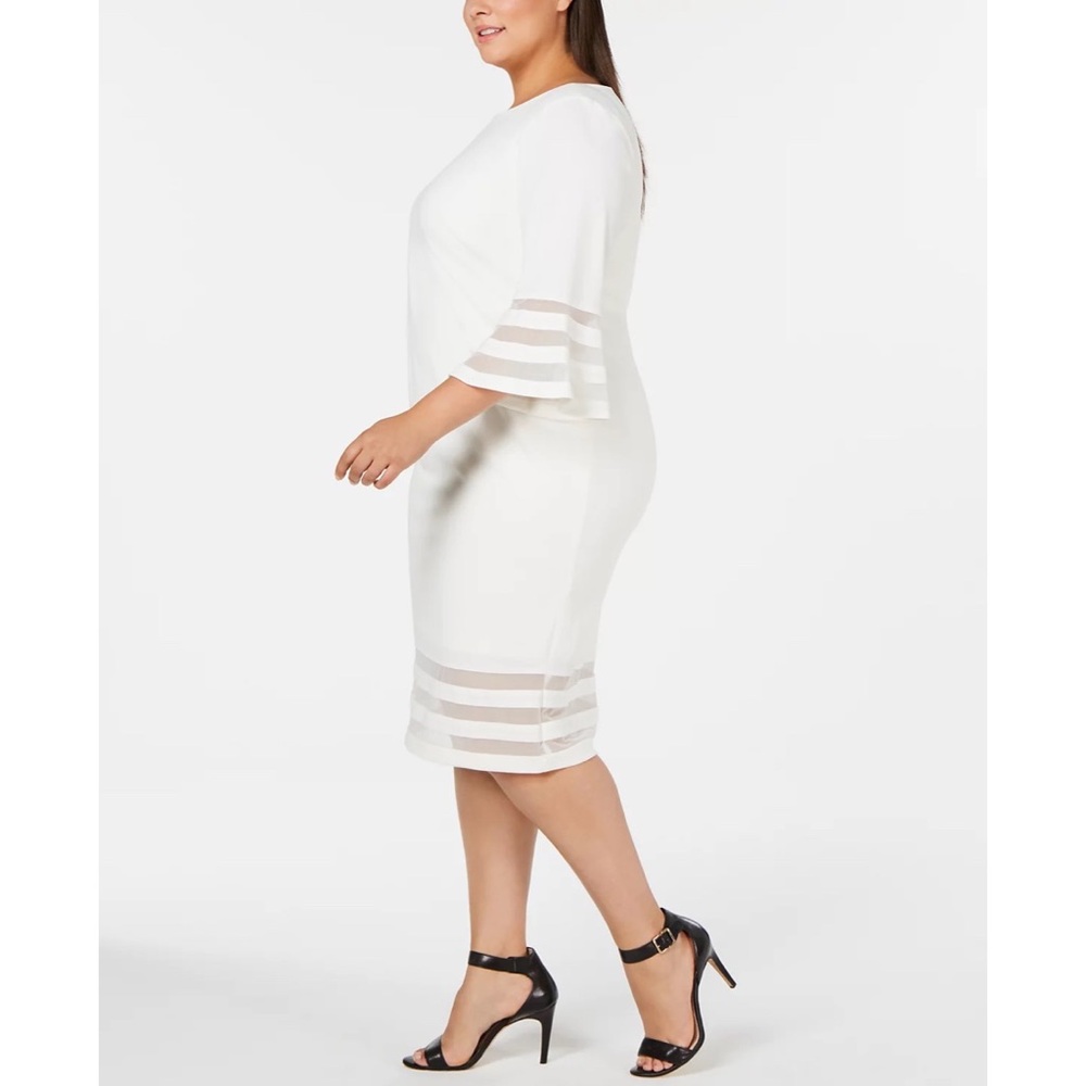 NEW Calvin Klein White Sheer Mesh Stripe Sheath Dress Size 22W - Picture 7 of 8
